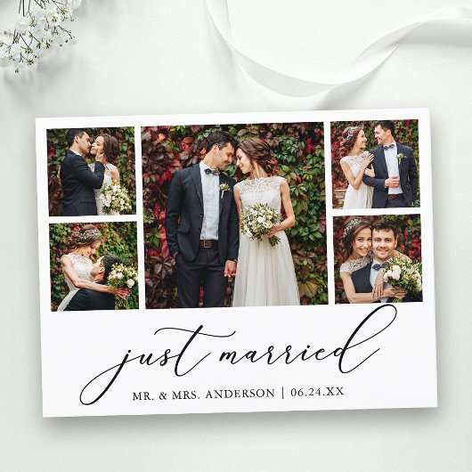 ミニマル書道5枚たった今結婚しました ポストカード