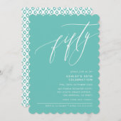 ミニマル書道50エレガント番パーティーミント 招待状 (正面/裏面)