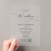 ミニマル書道QRコード結婚ズ アクリル招待状 (インサイチュ (ポータブル))