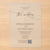 ミニマル書道QRコード結婚ズ アクリル招待状 (正面)