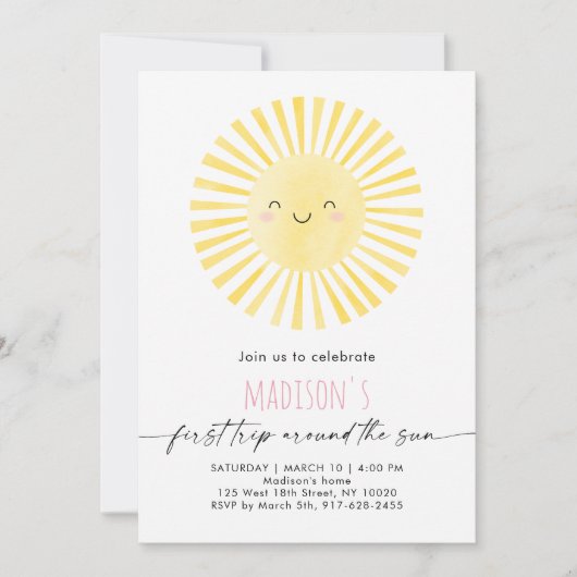 ミニマル最初の旅のまわりに行ザサン誕生日 招待状 (正面)