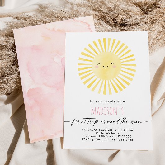 ミニマル最初の旅のまわりに行ザサン誕生日 招待状