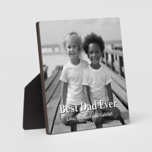 ミニマル最高のパパEverパーソナライズされた写真 フォトプラーク (正面)