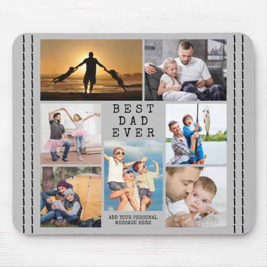 ミニマル最高のパパEVER写真コラージュパーソナライズされた マウスパッド (正面)