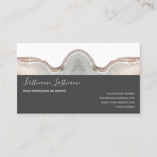 ミニマル木灰色ストライプ長方形 名刺 (裏面)