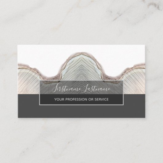 ミニマル木灰色ストライプ長方形 名刺 (正面)