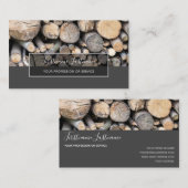 ミニマル木積み灰色の矩形ストライプ 名刺 (正面/裏面)