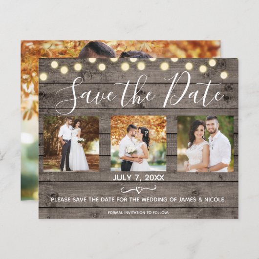 ミニマル木素朴材&ライト写真の保存日付 (正面/裏面)