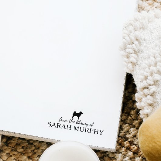 ミニマル柴犬犬の図書室から，本 ラバースタンプ