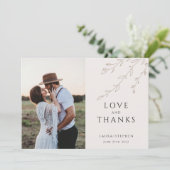 ミニマル植物写真結婚のサンキューカード セーブザデート (スタンド正面)