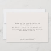 ミニマル植物写真結婚のサンキューカード セーブザデート (裏面)