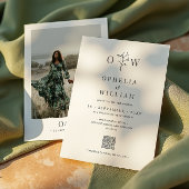 ミニマル植物写真QRコード結婚ズ 招待状