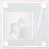 ミニマル植物海軍ブルーパーソナライズされた写真 ガラスコースター (裏面)