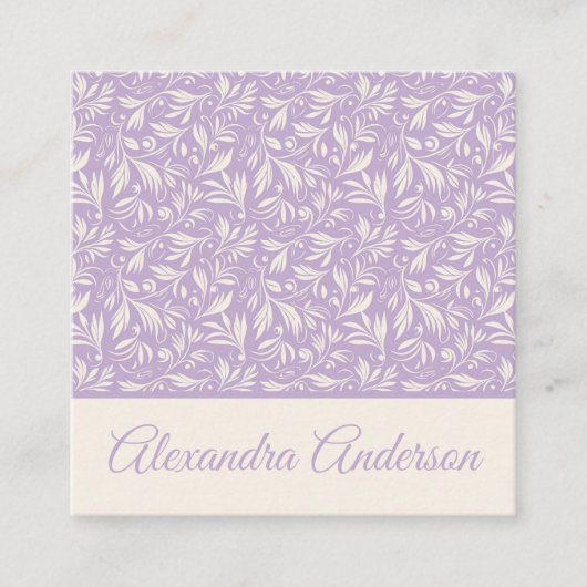 ミニマル植物紫の離れパターン スクエア名刺 (正面)