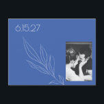 ミニマル植物青写真デートを保存 ポストカード<br><div class="desc">ミニマモダンリストのボタニカルラインフランスのアートブルー写真日付はがきを保存</div>