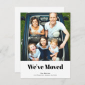 ミニマル正方形フォトホワイト移動 案内ポストカード (正面/裏面)