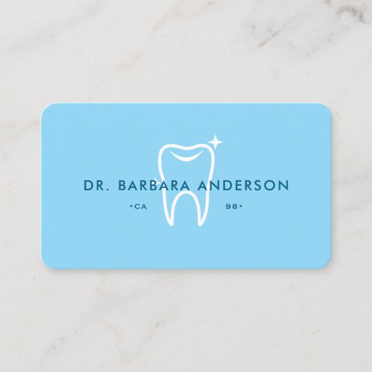 ミニマル歯科矯正医歯医者スカイブルー歯 名刺 (正面)