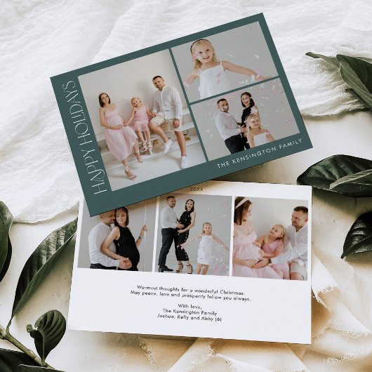 ミニマル水平クリスマスフォトホリデーカード 招待状