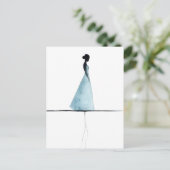 ミニマル水彩プリント、女性シルエットアート ポストカード (スタンド正面)
