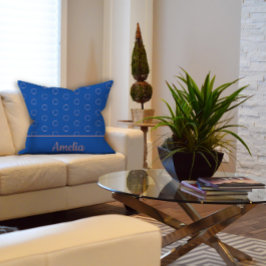 ミニマル水彩丸ブルー装飾用クッション クッション