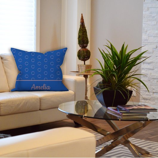 ミニマル水彩丸ブルー装飾用クッション クッション