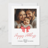 ミニマル水彩赤いリボン独身の写真 シーズンカード (正面)