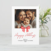 ミニマル水彩赤いリボン独身の写真 シーズンカード (スタンド正面)