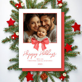 ミニマル水彩赤いリボン独身の写真 シーズンカード