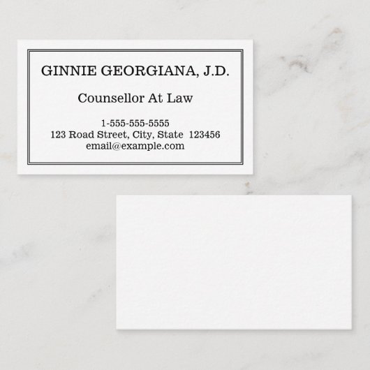 ミニマル法律事務エレガントカードのカウンセラー 名刺 (正面/裏面)