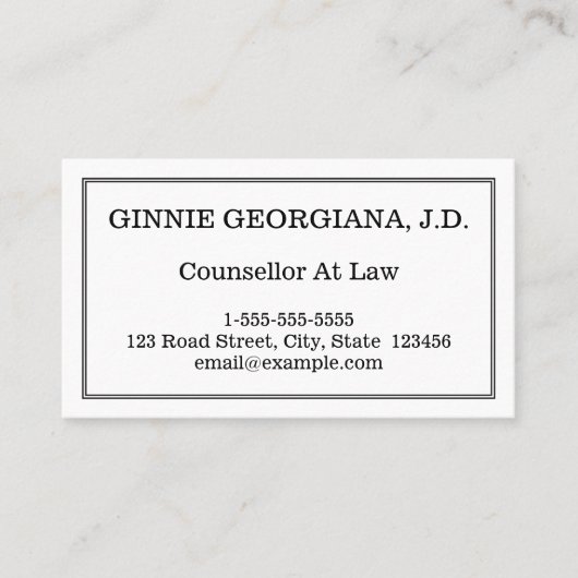 ミニマル法律事務エレガントカードのカウンセラー 名刺 (正面)