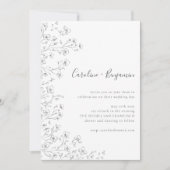 ミニマル派ボホ白黒フローラアー結婚ト 招待状 (正面)