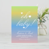 ミニマル浮動ハートベビシャワーグラデーション 招待状 (スタンド正面)