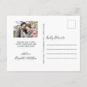 ミニマル海軍と金ゴールド4フォトコラージクリスマス ポストカード (裏面)