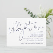 ミニマル海軍スクリプト結婚のリハーサルディナー 招待状 (スタンド正面)