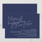 ミニマル海軍スクリプト結婚のリハーサルディナー 招待状 (正面/裏面)