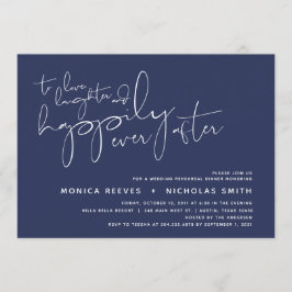 ミニマル海軍スクリプト結婚のリハーサルディナー 招待状