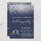 ミニマル海軍ブルースノーホリデーパ企業のーティ 招待状 (正面/裏面)