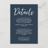 ミニマル海軍ブルーモダンスクリプ結婚トの詳細 エンクロージャーカード (正面)