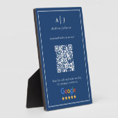 ミニマル海軍ブルーモノグラムレビューリンクQRコード フォトプラーク (側面)