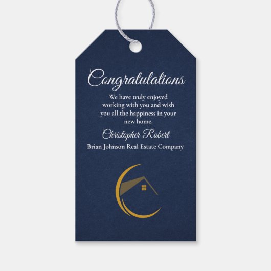 ミニマル海軍ブルー実在エテート ギフトタグ (正面)