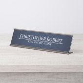 ミニマル海軍ブルー実在エテート デスクネームプレート (正面)