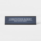 ミニマル海軍ブルー実在エテート デスクネームプレート (正面)