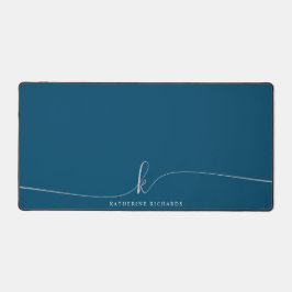 ミニマル海軍ブルー書道モノグラム デスクマット