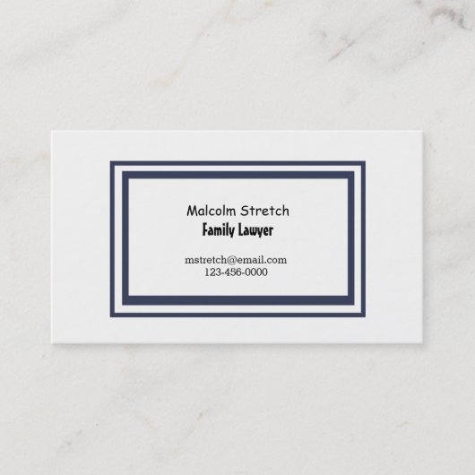 ミニマル海軍ブルー縁ど家族弁護士 名刺 (正面)