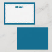 ミニマル海軍ブルー2モノグラム縁ど、ホタテガイ ノートカード (正面/裏面)