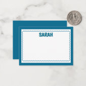 ミニマル海軍ブルー2モノグラム縁ど、ホタテガイ ノートカード (正面/裏面インサイチュ)
