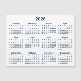 ミニマル海軍ブルー2026磁気カレンダー