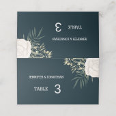 ミニマル海軍ホワイトフラワー結婚ズ座席表 プレイスカード (外部開封)