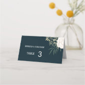 ミニマル海軍ホワイトフラワー結婚ズ座席表 プレイスカード (裏面)