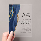 ミニマル海軍金ゴールドアゲード40歳の誕生日 アクリル招待状 (インサイチュ (ポータブル))